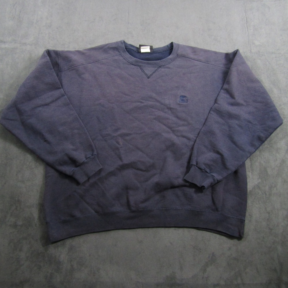 Starter Sweatshirt Mens Large Blue Crewneck Embroidered Logo Pullover